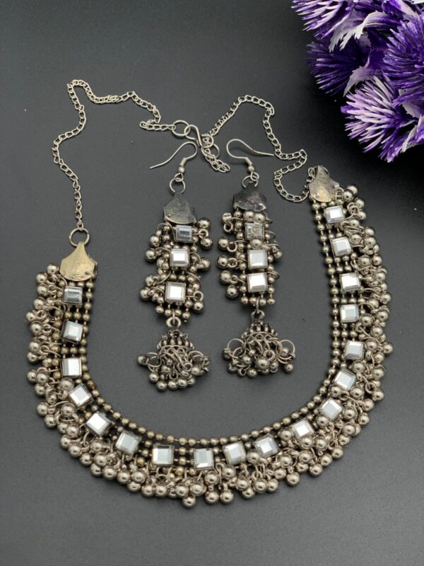 Indian Oxidized Necklace and Earrings Set