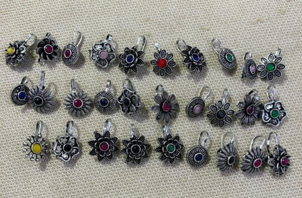Indian Oxidized Nose Pin for Women - Image 2