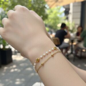 316L stainless steel waterproof  double layer pearl bracelet
Pure stainless steel