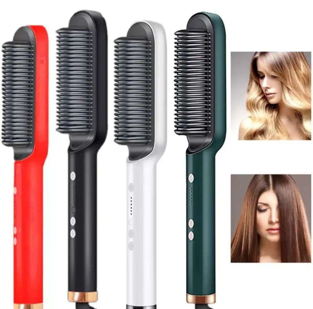 Electric Hair Straightener Brush 909 | Quick Heating Ceramic Hair Styling Brush for Women & Men | Portable Anti-Static Hair Straightening & Detangling Comb | Easy Hair Styler for Smooth, Silky & Shiny Hair Model 909 - Image 2
