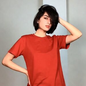 Red Plain Half Sleeves t-shirt for Women