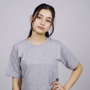 Plain Heather Grey Crew neck basic t shirt for Women