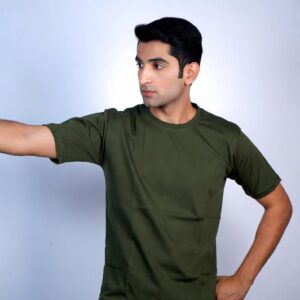 Plain Army Green half Sleeves t-shirt for Men
