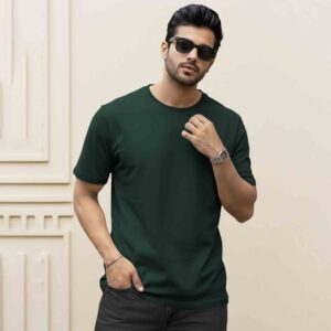 Plain Bottle Green half Sleeves t-shirt for Men