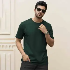 Plain Bottle Green half Sleeves t-shirt for Men