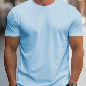 Plain Light Blue half Sleeves t-shirt for Men