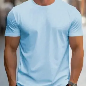 Plain Light Blue half Sleeves t-shirt for Men