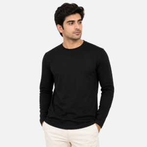 Plain Full Sleeves t-shirt for Men - Black