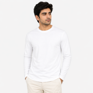Plain Full Sleeves t-shirt for Men - White